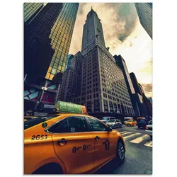 Glasbild ARTLAND "Taxi in New York", bunt (farbe bild(er): bunt), B:60cm H:80cm, Bilder, in verschiedenen Größen