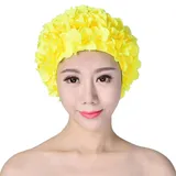 Luckxing Badekappen für Damen - Modische Blumen-Badekappe mit Blumenblättern | Badekappen im Retro-Stil für Damen mit Langen und kurzen Haaren, Schwimmmütze für Wasserparks, Schwimmbäder
