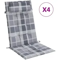VidaXL Hochlehner-Auflagen 4 Stk. Grau Karomuster Oxford-Gewebe