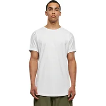 URBAN CLASSICS Long Shaped Turnup Tee lässiges T-Shirt für Männer, in langem Schnitt, white, S