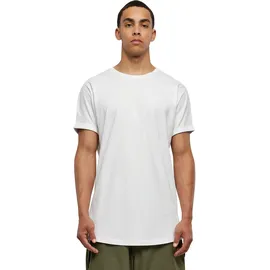 URBAN CLASSICS Long Shaped Turnup Tee lässiges T-Shirt für Männer, in langem Schnitt, white, S