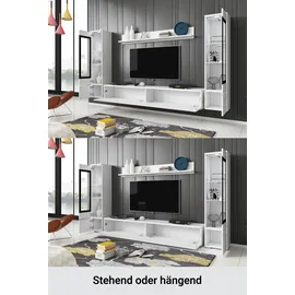 Home Affaire Wohnwand HOME AFFAIRE "VERA II", schwarz (graphit schwarz matt), B:260cm H:130cm T:33cm, Kastenmöbel-Sets, Wohnwand, Mediawand 260 cm, Vitrine mit Verglasung, stehend und hängend