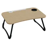Hago HAGO® Laptoptisch 60x40cm Holzoptik Lapdesk klappbar USB Notebook Getränkehalter