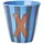 Rice Melamin Buchstabenbecher gestreift, X, blau