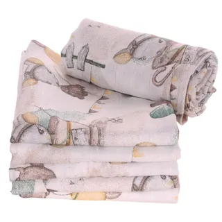 La Bortini Spucktuch Baby Tücher Schmusetücher 10er Mullwindeln Spucktücher Schnuffeltücher, aus reiner Baumwolle, in Weiß mit Motiv Maus weiß