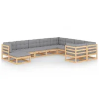 vidaXL Garten-Lounge-Set 10-tlg. natur/grau 3077074