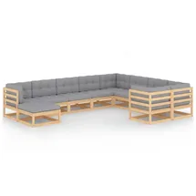 vidaXL Garten-Lounge-Set 10-tlg. natur/grau 3077074