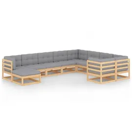 vidaXL Garten-Lounge-Set 10-tlg. natur/grau 3077074
