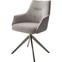DeLife Drehstuhl Alja-Flex mit Armlehnen Cord Silbergrau Kreuzgestell breit
