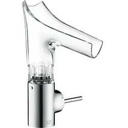hansgrohe Axor Starck Waschtischarmatur 12123000 mit Glasauslauf und Ablaufgarnitur, Facettenschliff, chrom