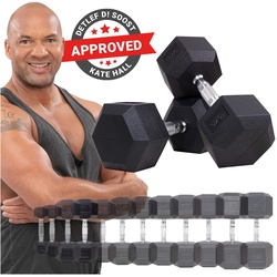Miweba Sports Hexagon Kurzhanteln HGH100, Einzelhantel o. Kurzhantel-Set, 2,5-30 kg, Gusseisen-Kern (Hantelpaar, 10 kg)