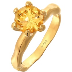 Elli Citrine Solitär Organic Design Elegant 925 Silber Ringe   Damen 