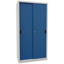 Pavoy Schiebetürenschrank Stahl 1950x1000x500 mm lichtgrau/enzianblau 4 Fachböden