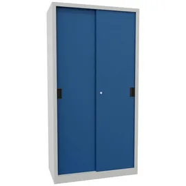 Pavoy Schiebetürenschrank Stahl 1950x1000x500 mm lichtgrau/enzianblau 4 Fachböden