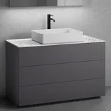 neoro n50 Unterschrank B: 120 cm mit 3 Auszügen, Waschtisch B: 58 cm weiß matt, B: 120.5 BN0065WM+BN0454GR+BN0404C1