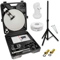 PremiumX Camping Sat-Antenne Koffer 35cm Stahl Single LNB 10m