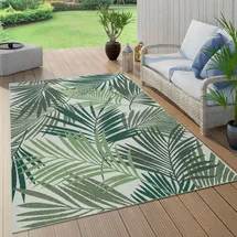 Paco Home In- Outdoor Teppich Flachgewebe Jungel Gecarvtes Florales Palmen Design grün, cm
