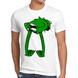 style3 Print-Shirt Herren T-Shirt Kermit Frosch handpuppe weiß XXXL