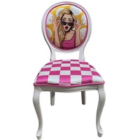 Casa Padrino Barock Esszimmer Stuhl Rosa / Mehrfarbig / Weiß - Handgefertigter Antik Stil Stuhl mit Design - Esszimmer Möbel im Barockstil