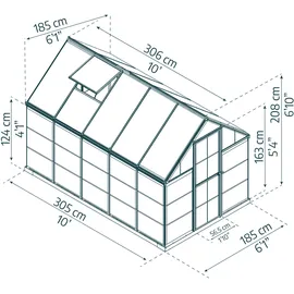 CANOPIA Hybrid Alu grün Polycarbonat 0,7 mm/Dach 4 mm 5,7 m2