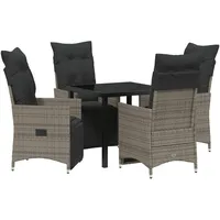 VidaXL Garten-Essgruppe mit Kissen Grau Poly-Rattan