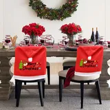 Nexoria Stuhlhussen Weihnachten 4er Set, Weihnachts Stuhlhussen Rot Weihnachten Stuhlhussen Universal Stretch Stuhlbezug Weihnachtsdekoration Weihnachtshussen Weihnachtsstuhlüberzug für Zuhause (B)