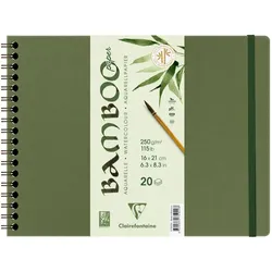Clairefontaine 2x Bamboo, spiralgebundes Skizzenbuch mit 20 Blatt Bambuspapier, 21x16 cm, 250g - 975929C