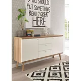 Andas Sideboard "Merle", weiß (eiche riviera nb, weiß matt), B:160cm H:83cm T:40cm, Sideboards, Sideboard, im skandinavischen Design, Breite 160 cm