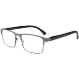 OKH Lesebrille Herren Anti Blaues Licht Rechteckig Federscharniere Lesebrille Metall Computer Anti Glare Lesebrillen 1*Grau +3.0