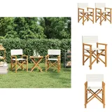 Vidaxl - Regiestühle 2 Stk. Klappbar Creme Massivholz Teak - Regiestuhl - Regiestühle - Klappbarer Regiestuhl - Outdoor-Regiestuhl