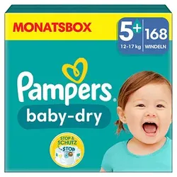 Pampers® Windeln baby-dryTM Monatsbox Größe Gr.5 (12-17 kg) für Babys und Kleinkinder (4-18 Monate), 168 St.