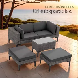 Tectake Bellaria Aluminium Rattan Lounge grau