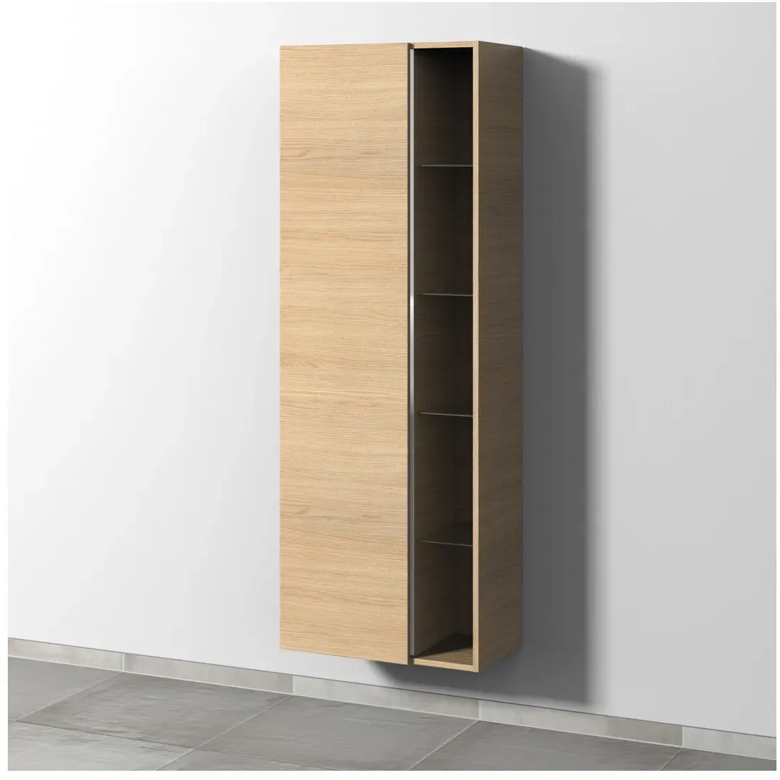 Sanipa 3way Stauraumschrank mit 1 Tür und offenen Fächern, Eiche-Nordic BR18048