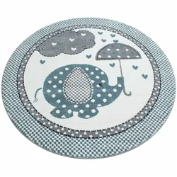 Wunderschöne Kinderteppiche, Teppich mit  Elefant Motiven Rund / Viereck