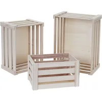 Mendler 3er Set Holzkiste HWC-C56, Weinkiste Dekokiste Aufbewahrungskiste Obstkiste,