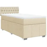 vidaXL Boxspringbett mit Matratze Creme 90x190 cm Stoff