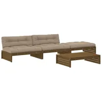 vidaXL 4-tlg Garten-Lounge-Set mit Kissen Honigbraun Kiefernholz Modell 6