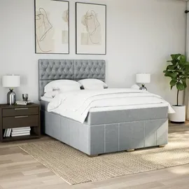 vidaXL Boxspringbett 140 x 200 cm Hellgrau