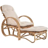 Krines Home Loungesessel Rattanliege Liegesessel klappbar mit Hocker Relax Liegestuhl Liege, mit Relaxfunktion beige