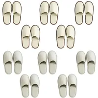 Teceyfeet Gästehausschuhe 10er Set, Unisex Hausschuhe Set Hochwertig Einweg Hotelslipper Winter Warm Antirutsch Filzpantoffel Gästepantoffeln Badeslipper Pantoffeln Hausschuhe für Gäste - 43 EU