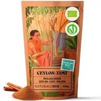 NaturaleBio Ceylon Zimt Bio Gemahlen 450g. Premium Echter Zimt Pulver. Natürlicher Antioxidant und entzündungshemmend. Unterstützt die Verdauung, stärkt Abwehrkräfte, fördert das Wohlbefinden