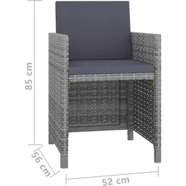 vidaXL 5-tlg. Garten-Essgruppe mit Auflagen Poly Rattan Grau