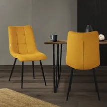 ML DESIGN modern living ML-Design Esszimmerstühle 2er Set Senfgelb, Wohnzimmerstühle mit Stoffbezug, Schwarze Metallbeinen, Küchenstühle mit Rückenlehne, Polsterstühle für Esszimmer Wohnzimmer Küche Büro, Gepolsterte Sessel