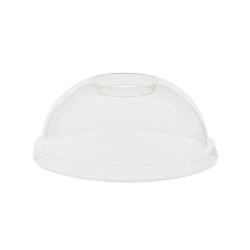 Greenbox Dombecher Deckel, PLA, Ø 9,5 cm, Umweltfreundlicher Deckel für PLA Trinkbecher, 1 Packung = 100 Stück, Halmloch