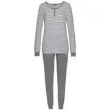 s.Oliver Damen Pyjama grau-meliert-ecru-gestreift Gr.36/38