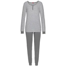 s.Oliver Damen Pyjama grau-meliert-ecru-gestreift Gr.36/38
