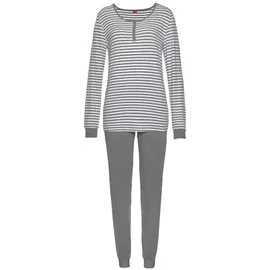 s.Oliver Damen Pyjama grau-meliert-ecru-gestreift Gr.36/38
