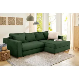 luma-home schönes für dein zuhause Ecksofa-Dauerschläfer Federkern Schlafcouch seitenverkehrt Bettkasten Cord Grün / 15156 - Grün