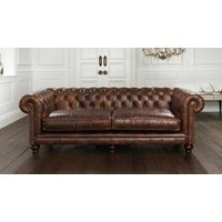 JVmoebel Chesterfield-Sofa, Chesterfield Design Luxus Polster Sofa Couch Sitz Garnitur Leder Vintage Neu 259 braun
