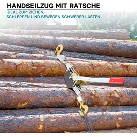 Wiltec Flaschenzug Metall 3 m Silber